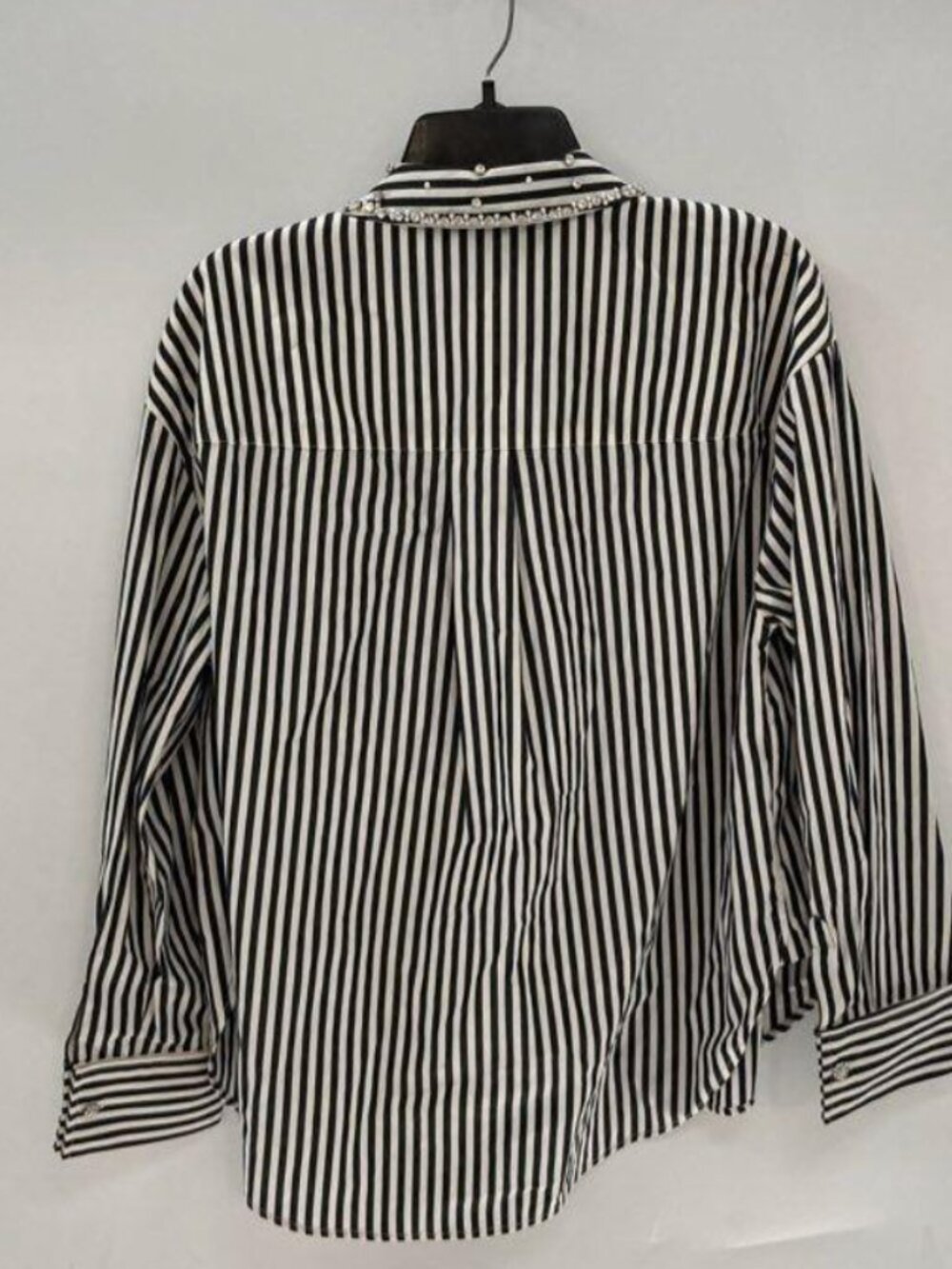 ✨ Kate Spade Acrobat Stripe Embellished Rhinestone Collar Button Down Shirt L ✨ - Picture 5 of 8